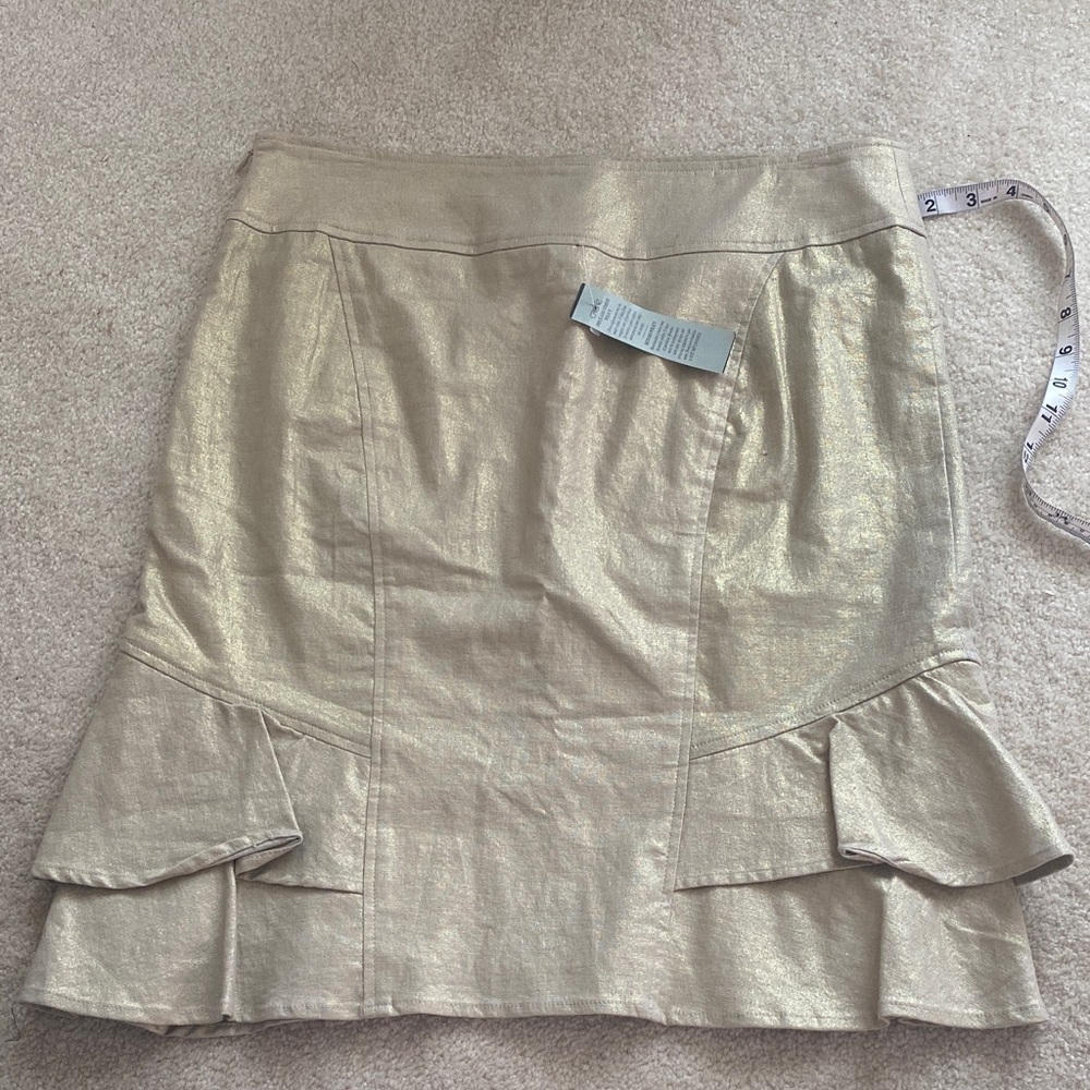 Cache size 10 sand texture skirt side zipper NWT - Picture 2 of 7